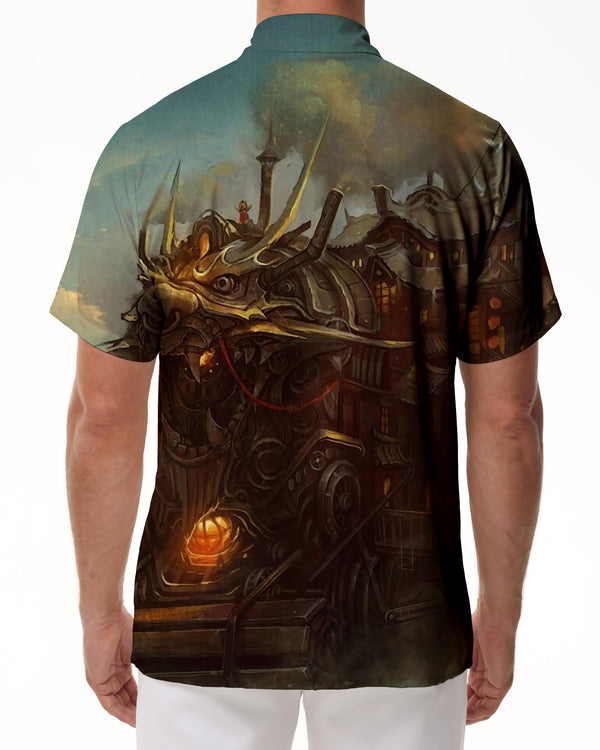 
Ancient Boat House Men's Casual Loose Style Regular Style Hawaiian Tropical Four Seasons Daily Simple Style Printed Short Sleeve Button Shirt
                