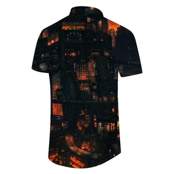 
Art painting buildings men's summer beach leisure loose travel vacation men's short-sleeved clothes
                