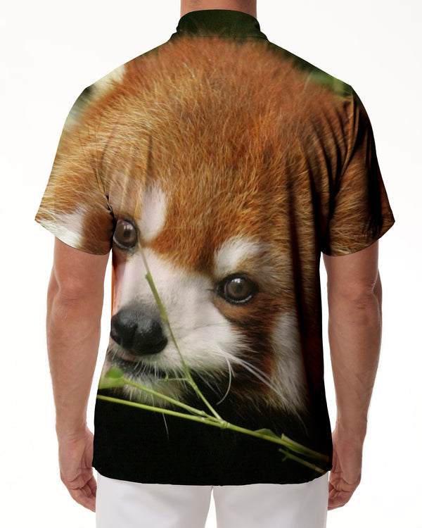 
Cute Men's Short Sleeve Shirt Digital Printed Red Panda Hawaiian Loose Lapel Button Fashion Style
                