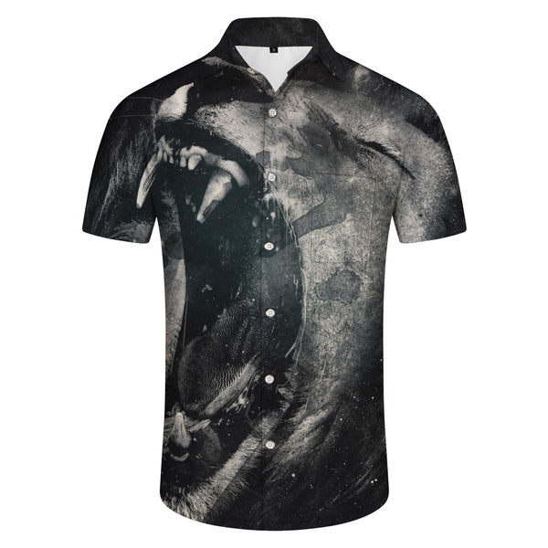 
Lion roars loudly Summer four seasons men's shirt digital printing short-sleeved tops casual loose outdoor
                
