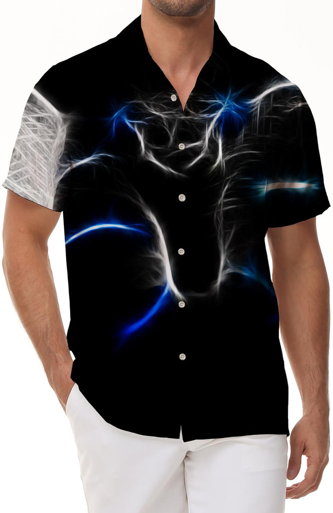Black Men's Snake Print Short Sleeve Shirt 3D Animal Print Short Sleeve Casual Tops Fashion Lapel Shirt Streetwear