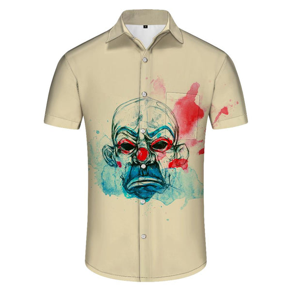 
Brown four seasons trend men's loose casual Hawaiian button vacation lapel pocket short sleeve shirt top
                