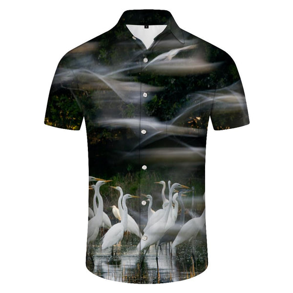 
Printed Short White Goose Button Mens Casual Style Floral Shirt Beach Hawaiian Summer Tops
                