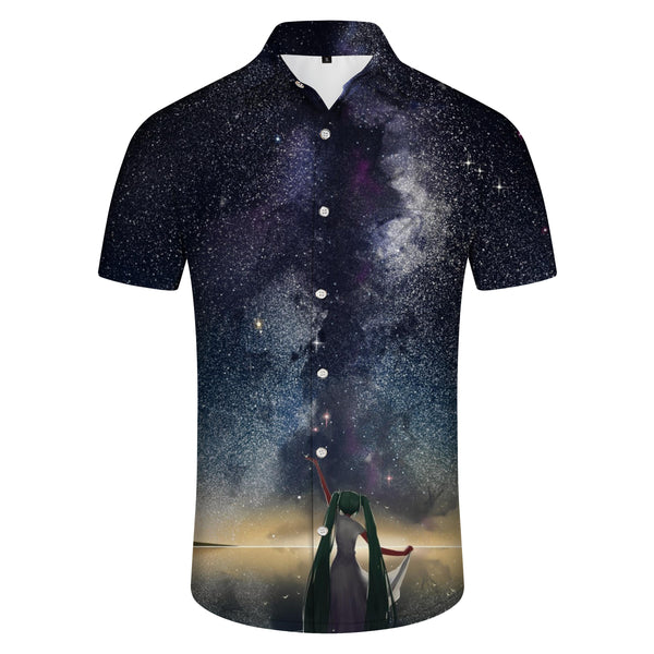
Fashionable star tropical Hawaiian shirt casual 3D starry sky print shirt summer loose short-sleeved top trend lapel button beach shirt mixed color
                