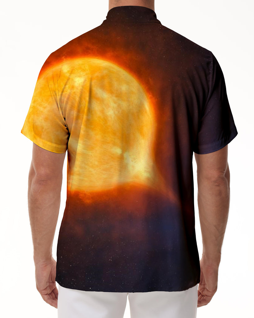 Mars Planet Casual Loose Vacation Seaside Men's Hawaiian Shirt Short Sleeve Button Summer Beach Shirt