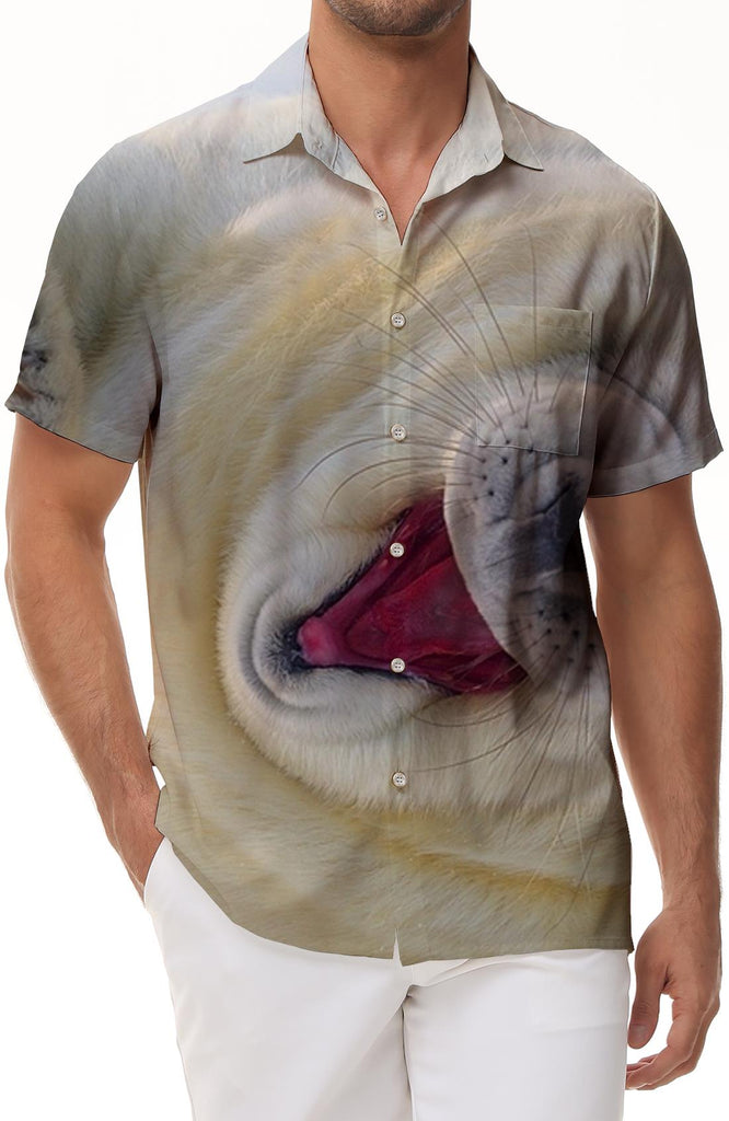 Harp Seal Painting Print Men's Hawaiian Shirt Casual Button-Down Short Sleeve Tropical Summer Beach Short Sleeve