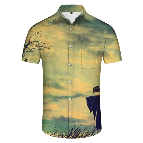 
Film Retro Style Men's Natural Grassland Wilderness Shirt Casual Hawaiian Short Sleeve Button Top
                