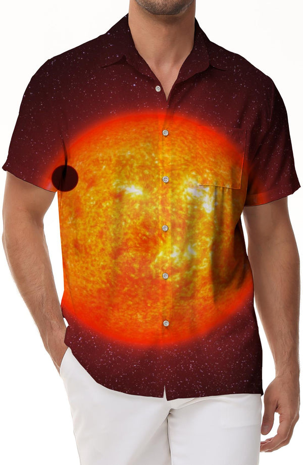 Galaxy Solar System Men's Hawaiian Shirt Tropical Beach Style Shirt Fun Short Sleeve Button Shirt