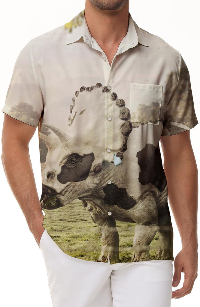 Street Classic Men's Short Sleeve Hawaiian Shirt Printed Rocker Lapel Shirt Vintage Clothing