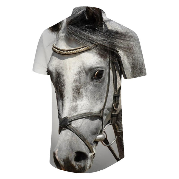 
White Dragon Horse Button Hawaiian Lapel Fashion Casual 3D Digital Printing Men's Loose Tropical Top
                