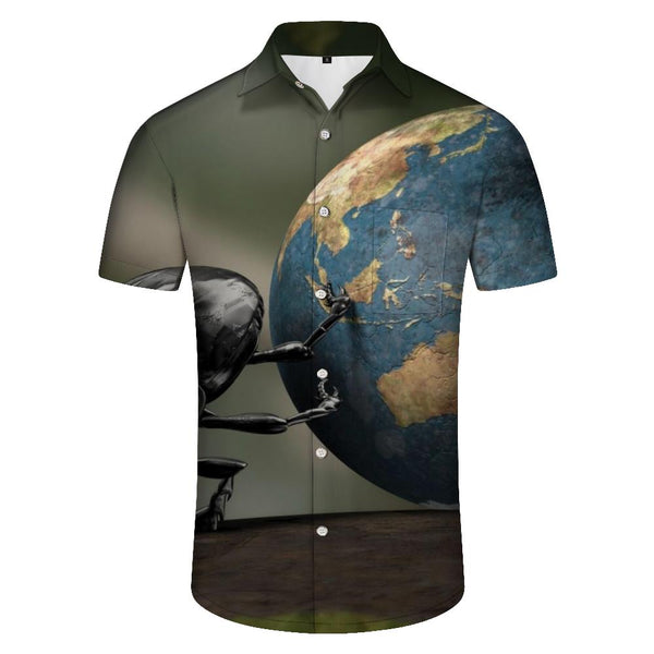 
Earth Model Bugs Casual Buttons Personalized Art Men's Casual Short Sleeve Shirt Hawaii Four Seasons Daily Travel Short Sleeve Shirt Vacation
                