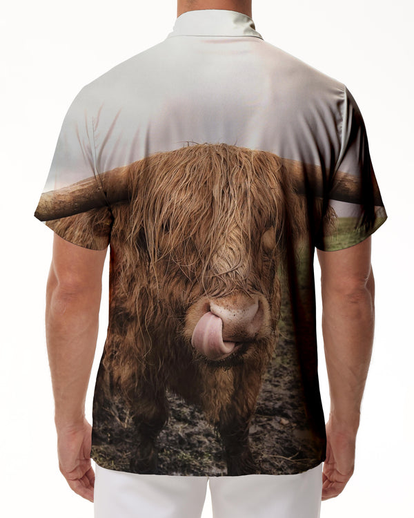 
Scottish Highland Highland Cow Men's Shirt Short Sleeve Hawaiian Shirt Beach Casual Work Shirt Tops
                
