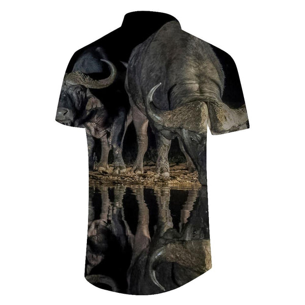 
Cow African Wildlife Short Sleeve 3D Digital Printing Short Sleeve Shirt Hawaiian Button Lapel Pocket Tropical Short Sleeve Shirt Four Seasons
                