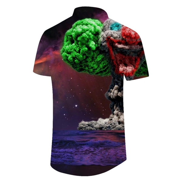 
Cannon clown men's fashion Hawaiian shirt casual 3D starry sky print shirt summer loose short sleeve top trend lapel button beach shirt purple
                