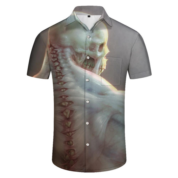 
Funny 3D Skull Print Fashion Lapel Men's Casual Loose Vacation Seaside Hawaiian Button-Down Lapel Holiday Party Outfit
                