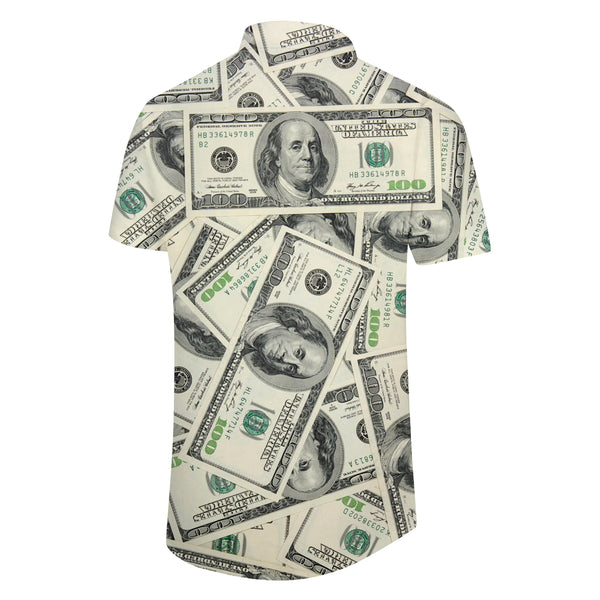 
Dollar picture digital print men's money style short sleeve casual shirt fun tops cool clothing
                