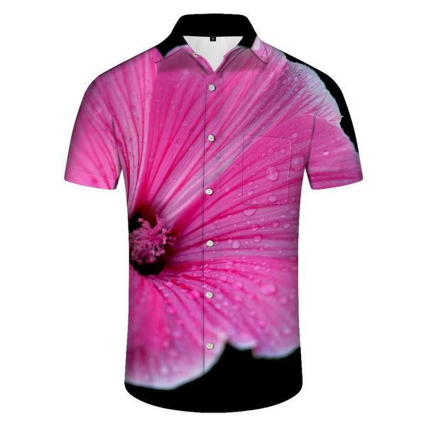 
Morning Glory Pink Pattern Print Men's Formal Shirt Casual Button Short Sleeve Summer Beach Shirt Beach Seaside Vacation
                