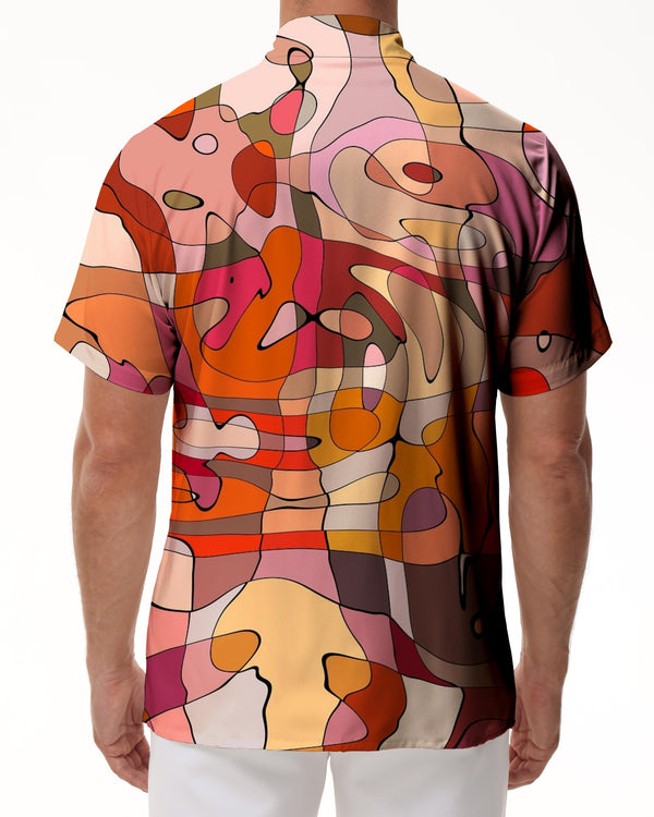 
Abstract Art Print Men's Casual Loose Hawaiian Button Lapel Vacation Short Sleeve Shirt
                