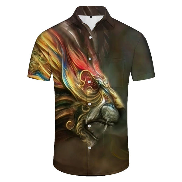 
Chinese Dragon Summer Short Sleeve Print Men's Fashion Retro Shirt Hawaii Beach Vacation
                