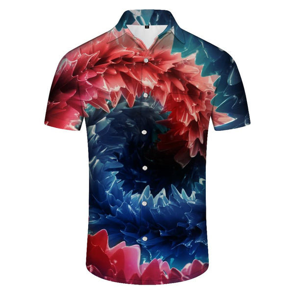 
Regular-fit printed men's casual short-sleeved Hawaiian button-down lapel short-sleeved shirt for daily vacation short-sleeved shirts geometric tops
                