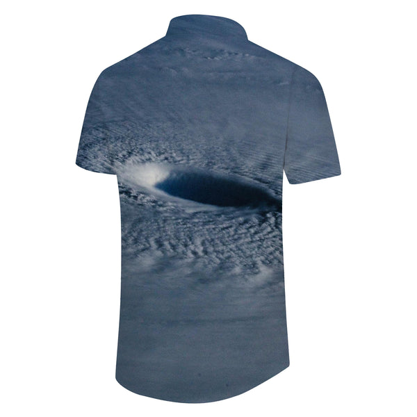 
Moon round hole empty personality Hawaiian shirt top men's shirt short sleeve button suitable for beach party
                
