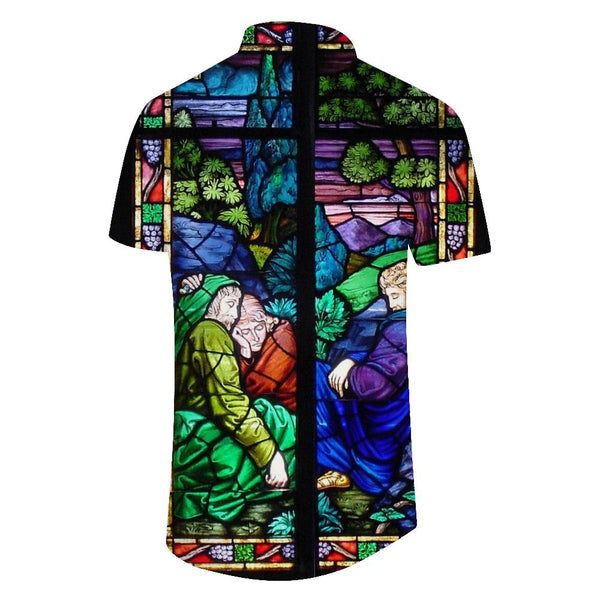 
Prague St. Vitus Cathedral Stained Glass Painting Clothing Casual Men's Fashion Loose Clothing Casual Shirt Simple Breathable
                