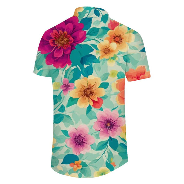 
Floral men's casual loose simple style summer beach tropical short sleeve button down shirt short sleeve
                