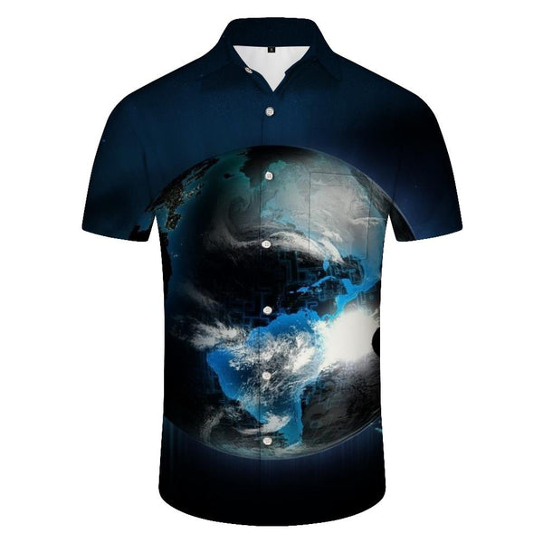 
Summer Beach Shirt Tops Planet Casual Short Sleeve Printed Mens Hawaiian Shirt Button
                