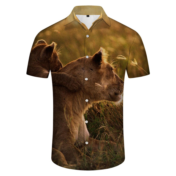 
Natural Environment Animals Short Sleeve Men's Shirt Casual Button Shirt Translation Summer Tops With Pockets
                