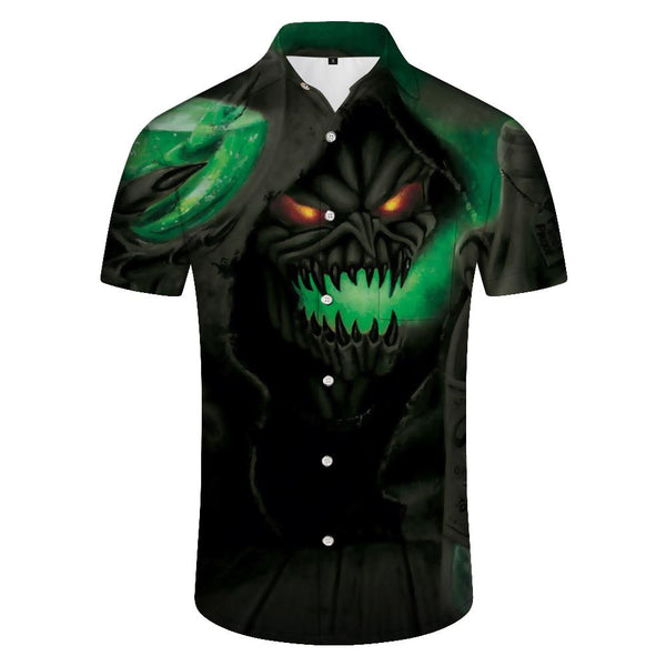 
Men's Loose Hawaiian Shirt Gothic Skull Pattern Short Sleeve Shirt Summer Regular Fit Button Casual Shirt Top Beach Style
                