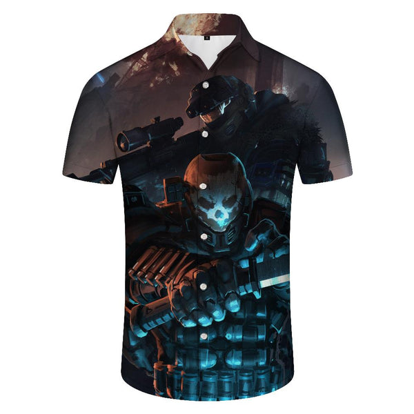 
Short Sleeve Casual Fashion Comfort Four Seasons Button Abstract Fighter Shirt Tops Hawaiian Print Men Street
                