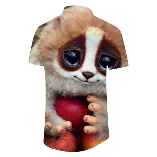 
Cute Lemur Men's Casual Shirt Short Sleeve Button Print Fashion Vintage Beach Shirt Style
                