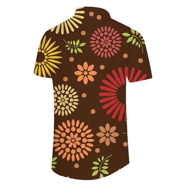 
3d digital print pattern style flowers men's casual loose Hawaiian button down lapel fashion outdoor button down shirt
                