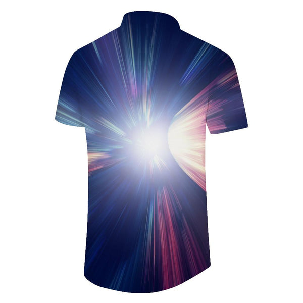 
Cross Aurora Sleeve Top Men's Lapel Rainbow Color Hawaiian Button Pocket Lapel Tie Dye Shirt
                