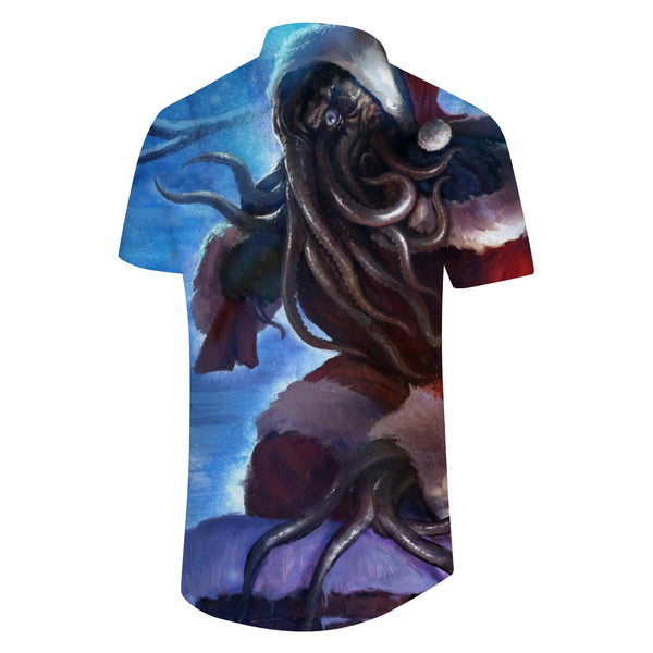 
Abstract fun Santa Claus 3d print shirt casual fashion short sleeve men's shirt Hawaiian button shirt
                