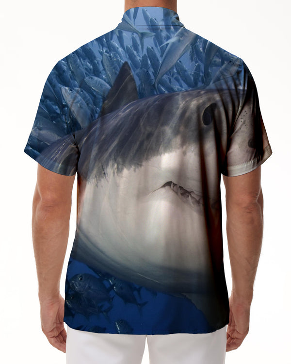 
Ocean Shark Men's Cuban Collar Shirt Casual Button Down Shirt Short Sleeve Vacation Beach
                