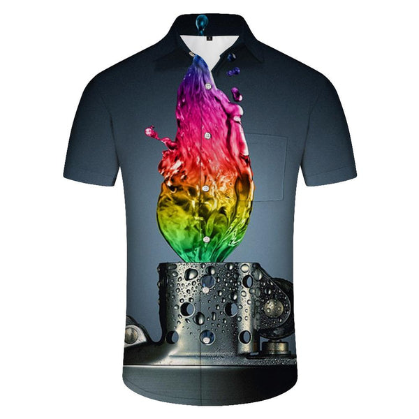 
Light flame Hawaiian Cuban shirt men's fashion shirt casual vacation short sleeve button shirt cool
                