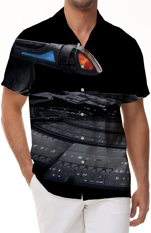 Alien Mens Star Trek Enterprise Spaceship Short Sleeve Shirt Short Sleeve Fashion Regular Fit