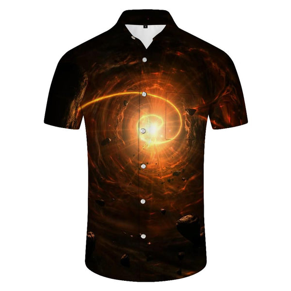 
Shiny Sky Printed Men's Short Sleeve Loose Casual Shirt Holiday Beach Summer Tops with Pockets
                