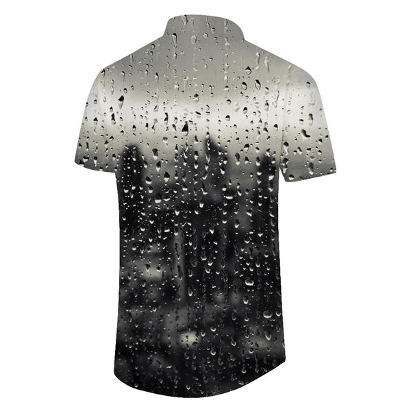 
Rainy Day Atmosphere Rain Casual Style Men's Retro Hawaiian Button Pocket Lapel Short Sleeve Button Fun Party
                