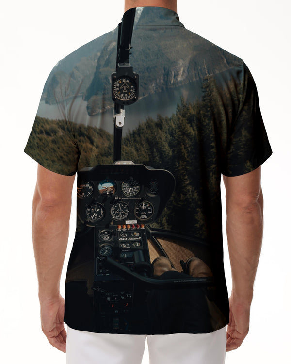 
Russian helicopter interior nature forest air Hawaii novel comfortable breathable button casual button series men's
                