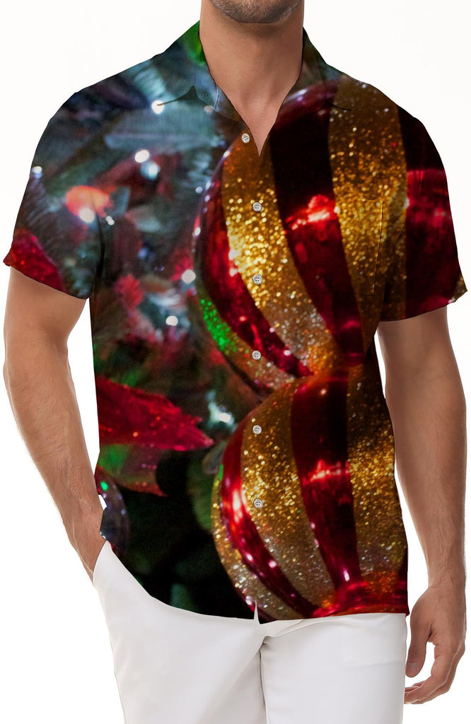 Christmas 3D Printed Snowflake Casual Short Sleeve Loose Men's Fashion Personality Short Sleeve Shirt