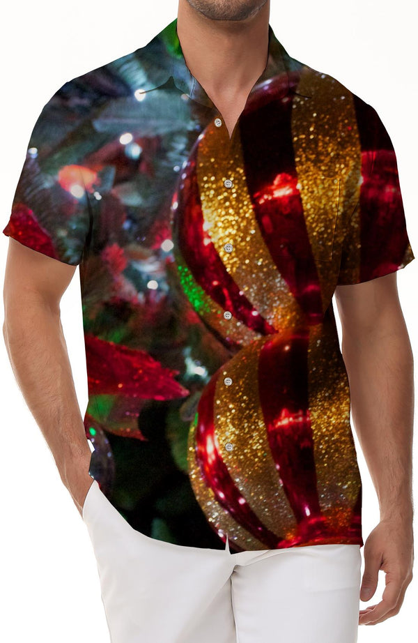 
Christmas 3D Printed Snowflake Casual Short Sleeve Loose Men's Fashion Personality Short Sleeve Shirt
                