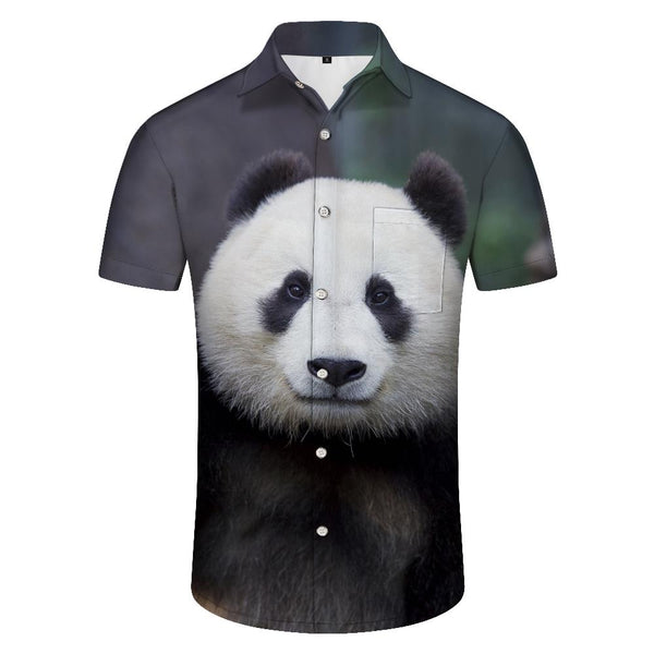 
Cute Chinese Panda Men's Button Down Shirt Hawaiian Printed Shirts Classic Fit Short Sleeve
                