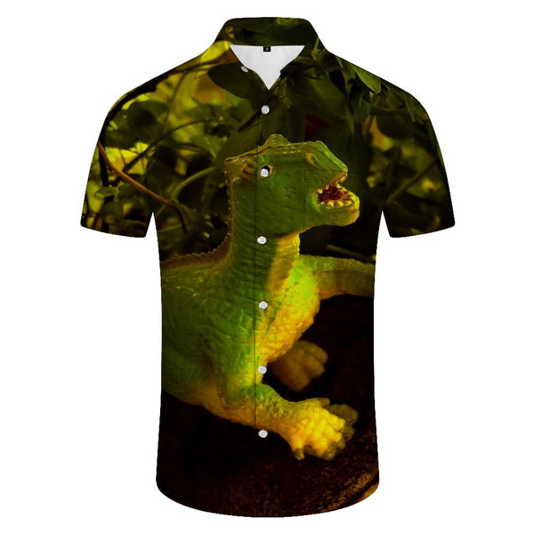 
Abstract Green Dinosaur Men's Short Sleeve Button Down Shirt Regular Fit Pocket Beach Shirt
                