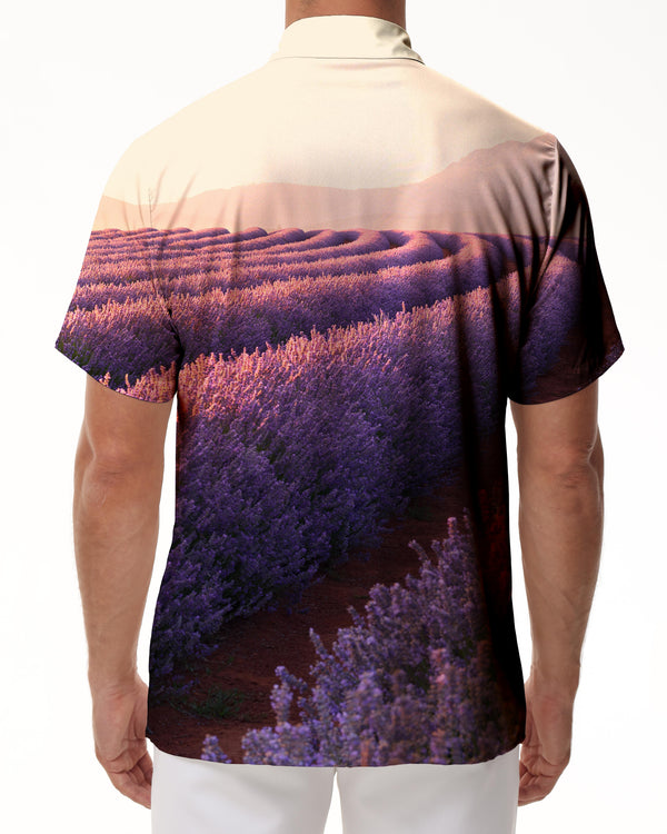 
Lavender Purple Flower Field Men's Casual Loose Short Sleeve Shirt Hawaiian Button Lapel Pocket Tropical Summer Beach Seaside Tops Casual
                