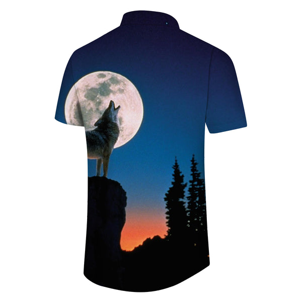 
Sly Wolf All Seasons 3D Printed Graphic Casual Hawaiian Button Lapel Men's Shirt Short Sleeve
                