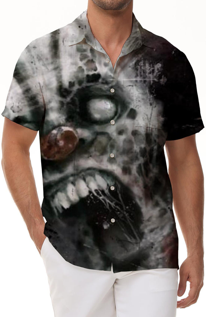 Zombie Monster Skull Print Men's Casual Polyester Comfortable Breathable Colorful Cartoon Style Gray