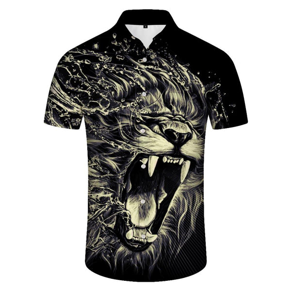 
Men's Angry Lion Shirt 3D Printed Animal Theme Shirt Fashion Shirt Men's Summer Clothes Breathable Lapel Shirt
                