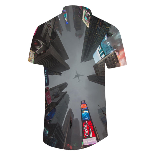 
Internet celebrity check-in place New York Square Street Men's Hawaiian Shirt Summer Beach Tropical Short Sleeve Button Shirt Pocket
                